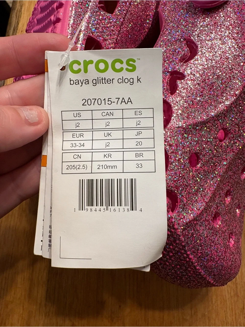 CROCS Kids Glitter Clog in Hot Pink